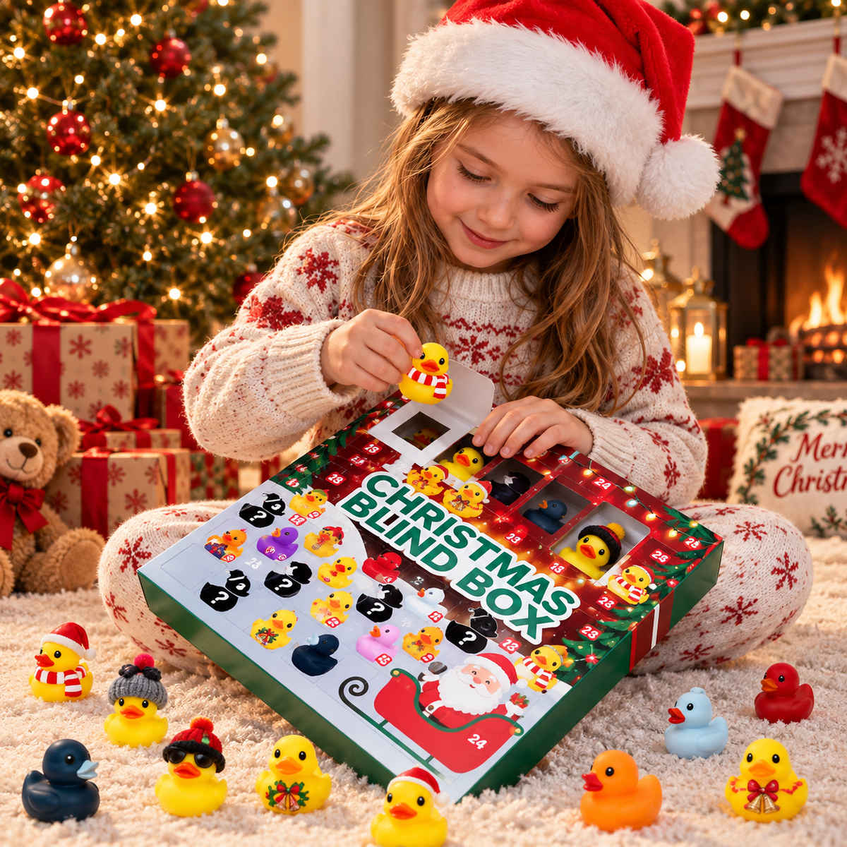 Adventskalender met 24 rubberen diertjes - Kerst-aftelkalender voor kinderen