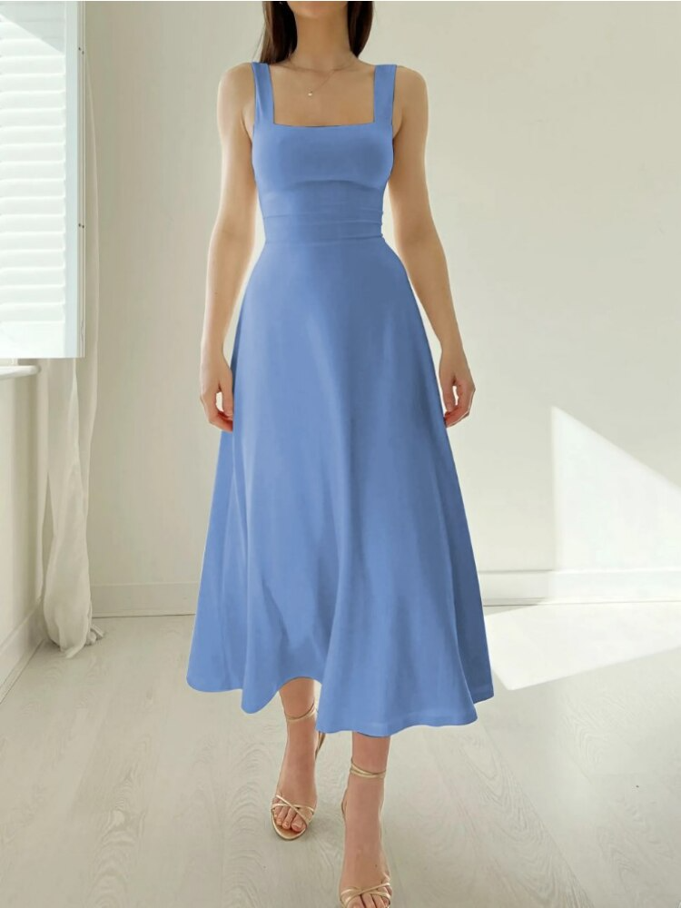 Image of Beverly | Dames Mouwloze A-lijn Midi Jurk