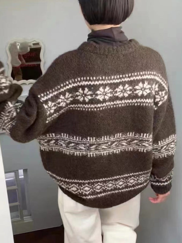 Image of Dames Fair Isle Trui met Ronde Hals