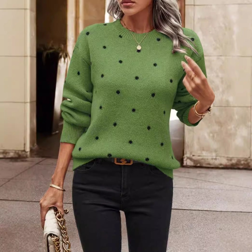 Image of Dames Polka Dot Trui met Ronde Hals
