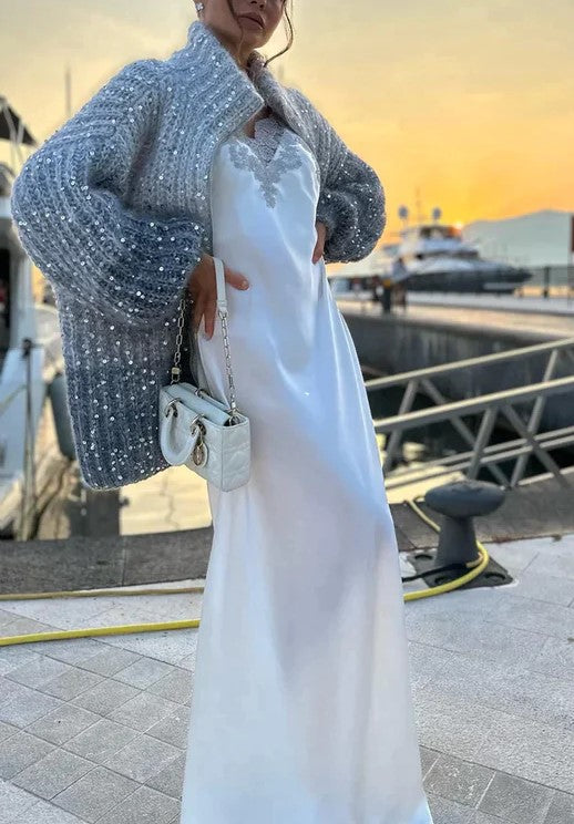 Image of Dames Sequin Cardigan met Ritssluiting