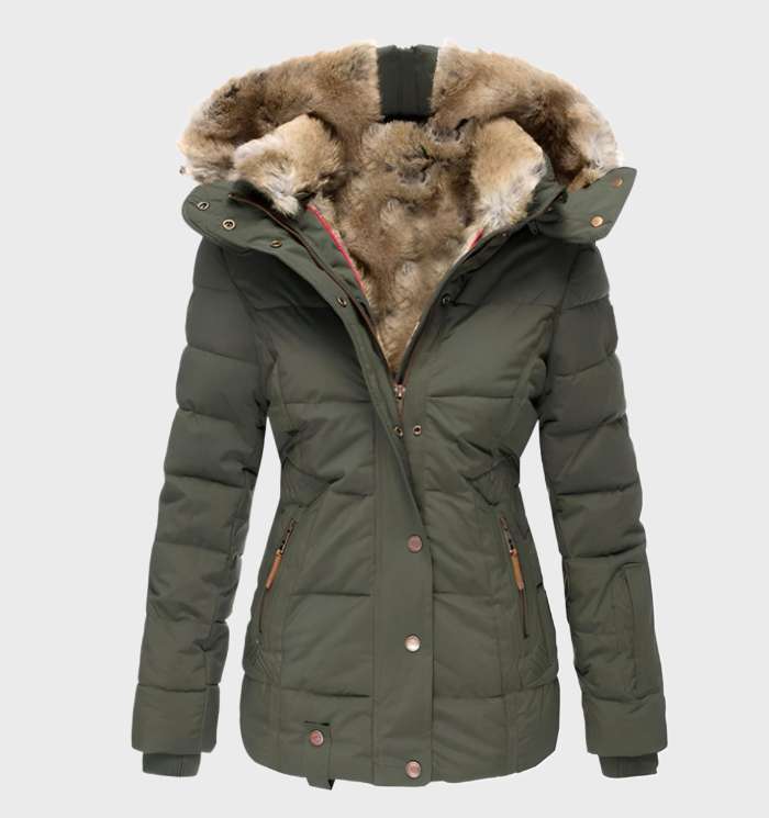 Dikke en warme slim fit winterjas met capuchon