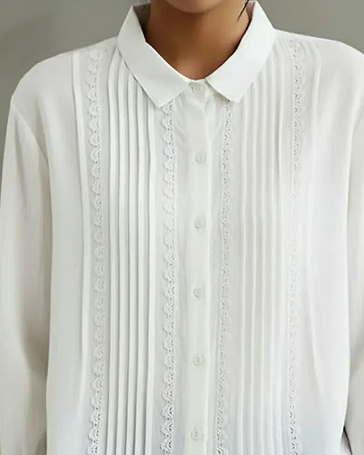 Image of Fien | Dames Overhemd met Knoopsluiting en Plooitjes