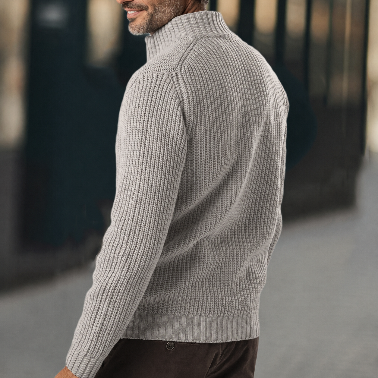 Heren Zip-Up Ribgebreid Vest - Image 1