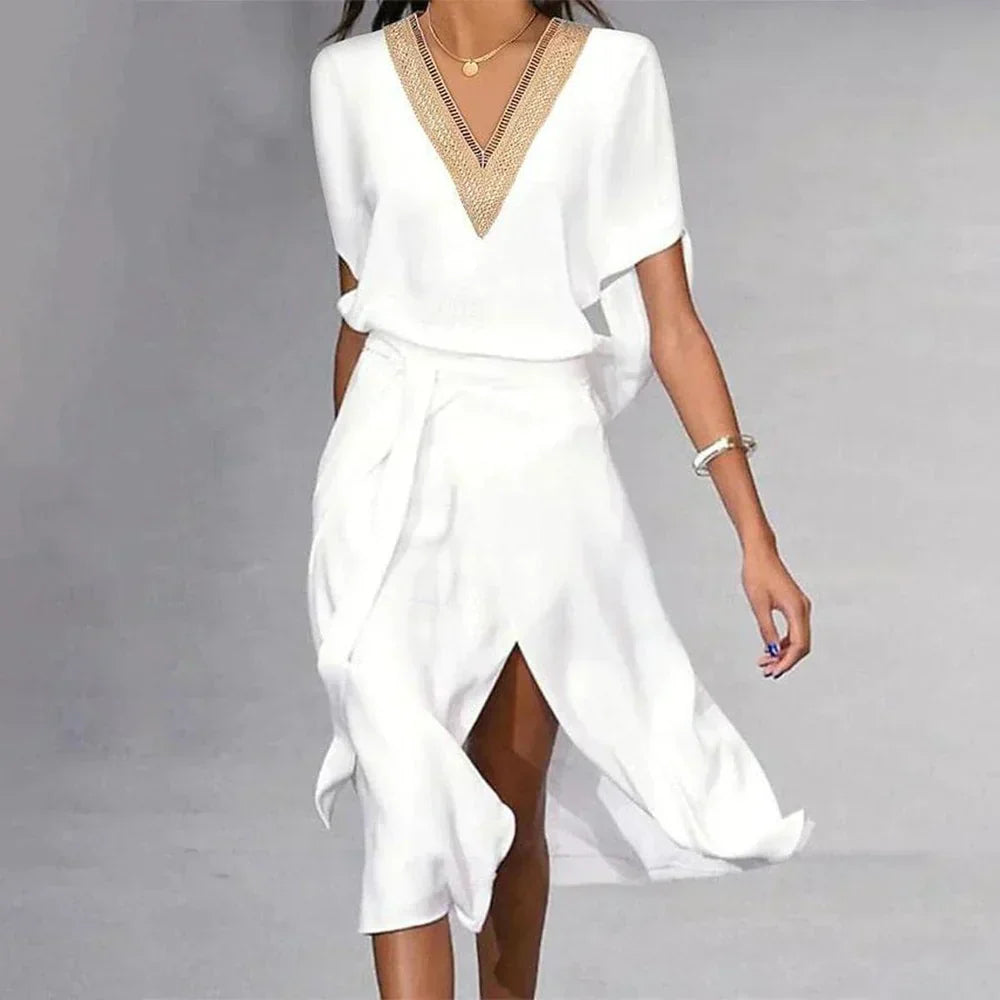 Image of Jennifer | Dames V-hals Overwrap Midi Jurk
