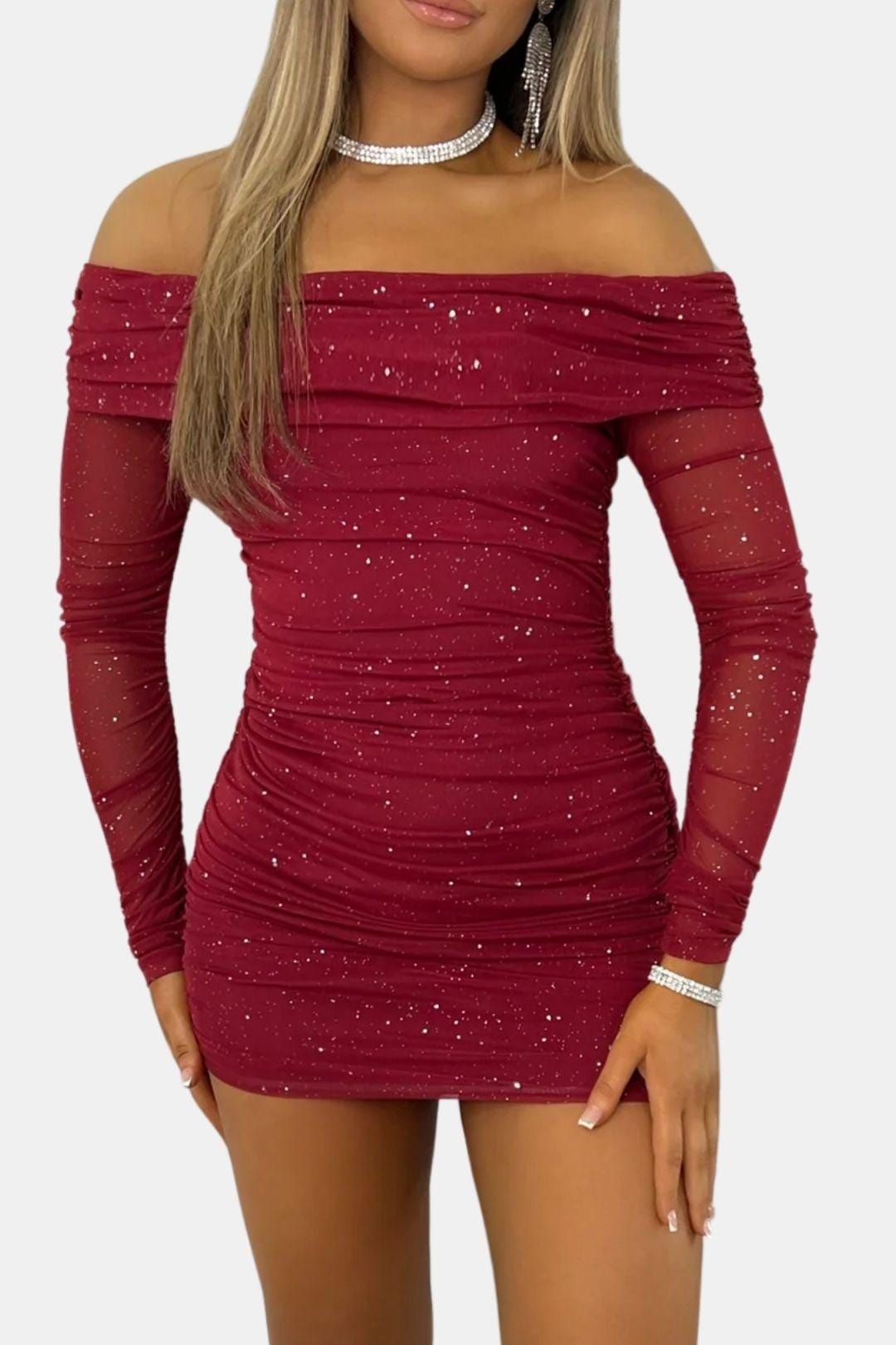 Image of Jessica | Dames Off-Shoulder Bodycon Mini Jurk