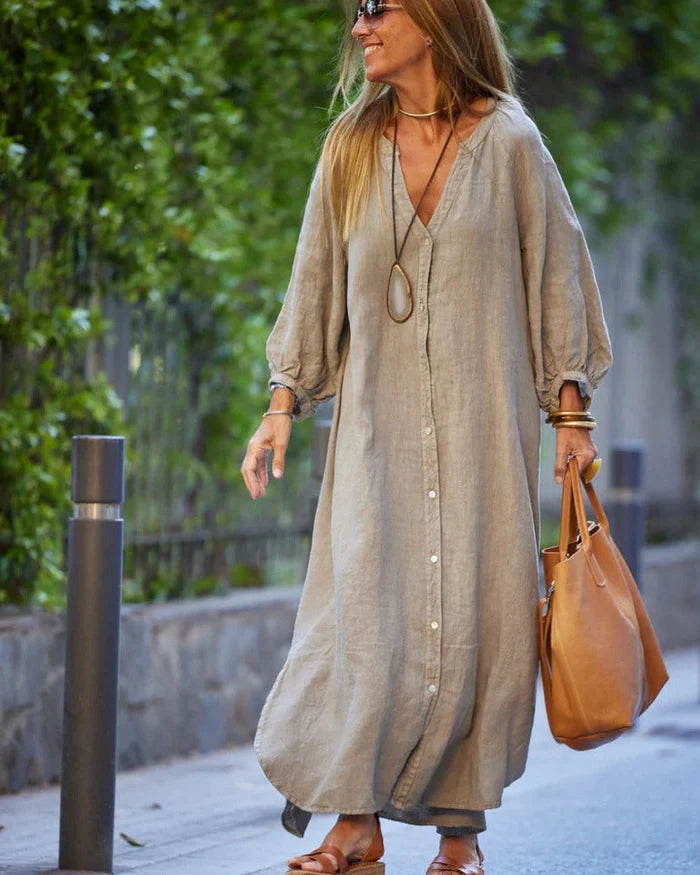 Image of Joyce | Dames Maxi-jurk met Knopen