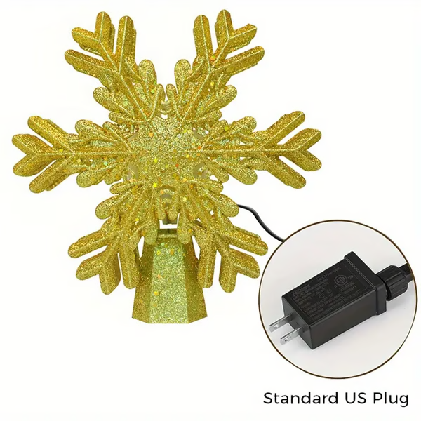 Kerstboompiek met verlichting en led-sneeuwvlokprojector