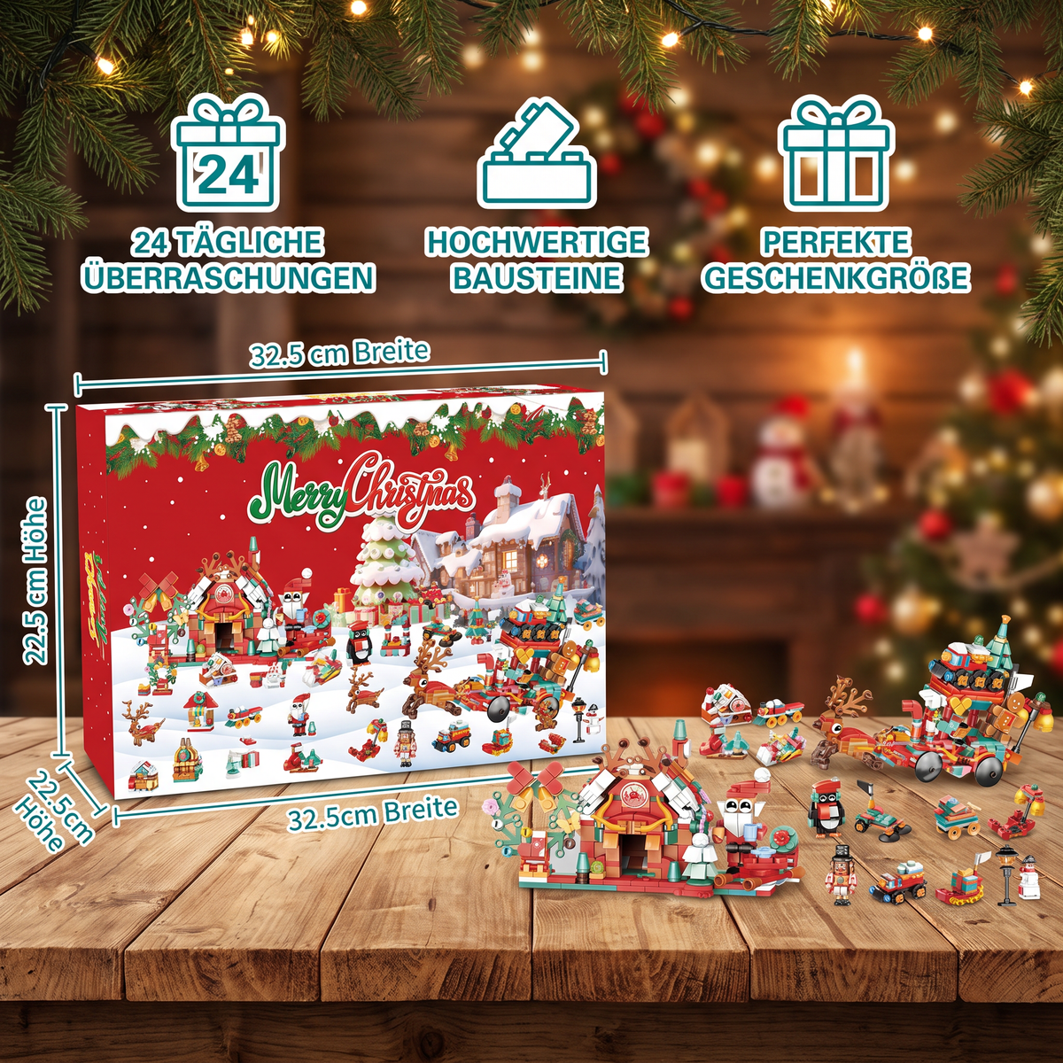 Kerstdorp-bouwstenen-adventskalender – 24 dagen vol kerstplezier