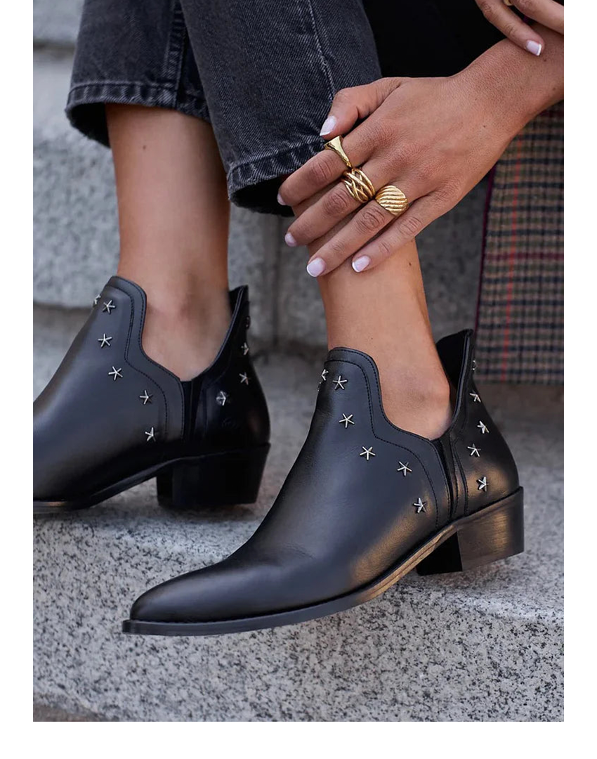 Image of Lana | Dames Puntige Neus Enkellaarsjes met Studs