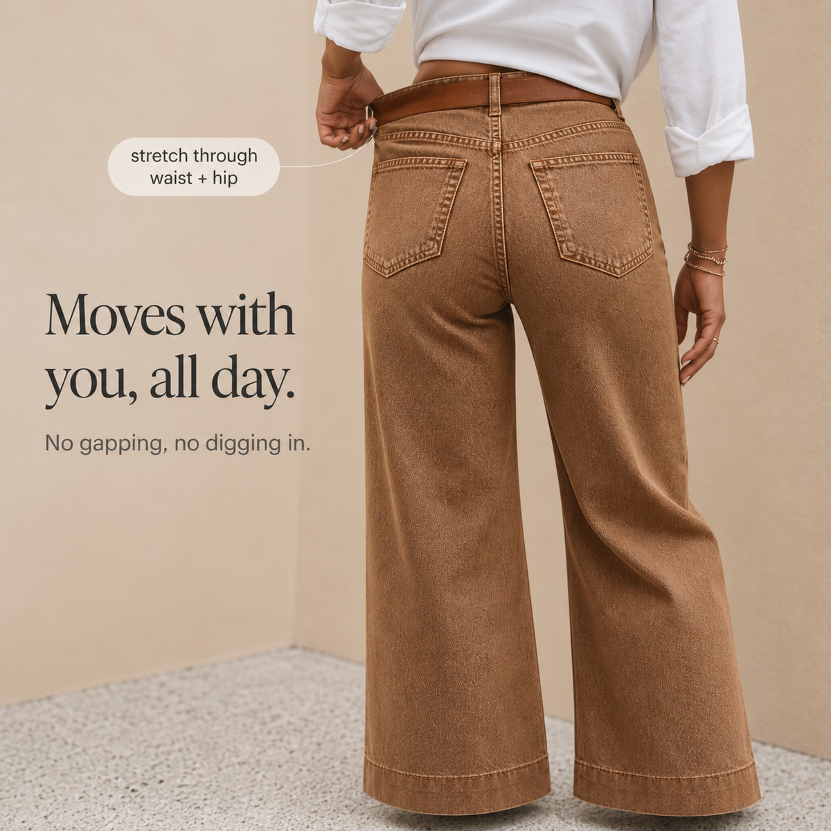 Lange high-waist wide-leg jeans in denimlook met vintage wassing