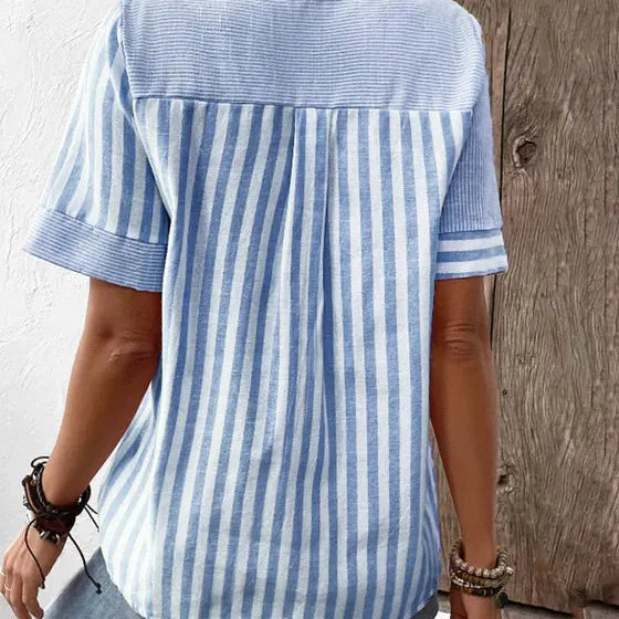 Image of Laura | Dames Blouse met Korte Mouwen en Strepen