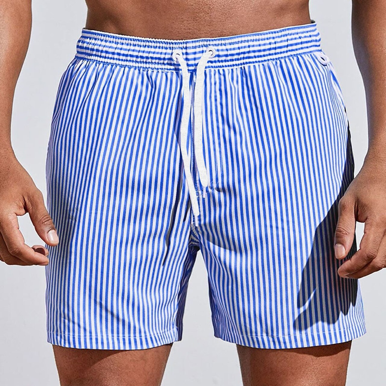 Image of Mark | Heren Gestreepte Zwemshorts met Elastische Tailleband