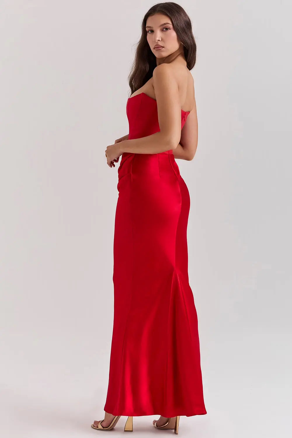 Image of Maud | Dames Strapless Bodycon Midi Jurk