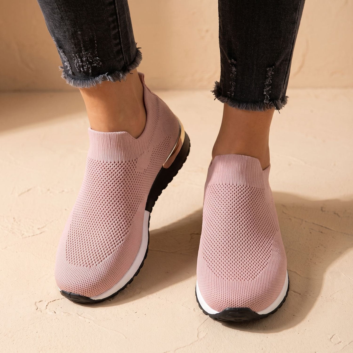 Orthopedische gebreide instapsneakers voor dames met voetboogondersteuning