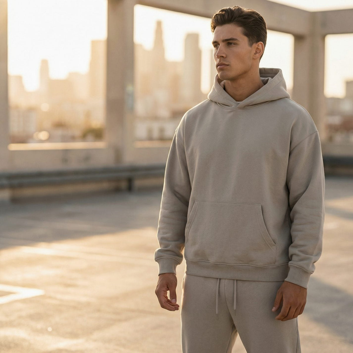 Oversized fleece joggingpak voor heren met hoodie en joggingbroek