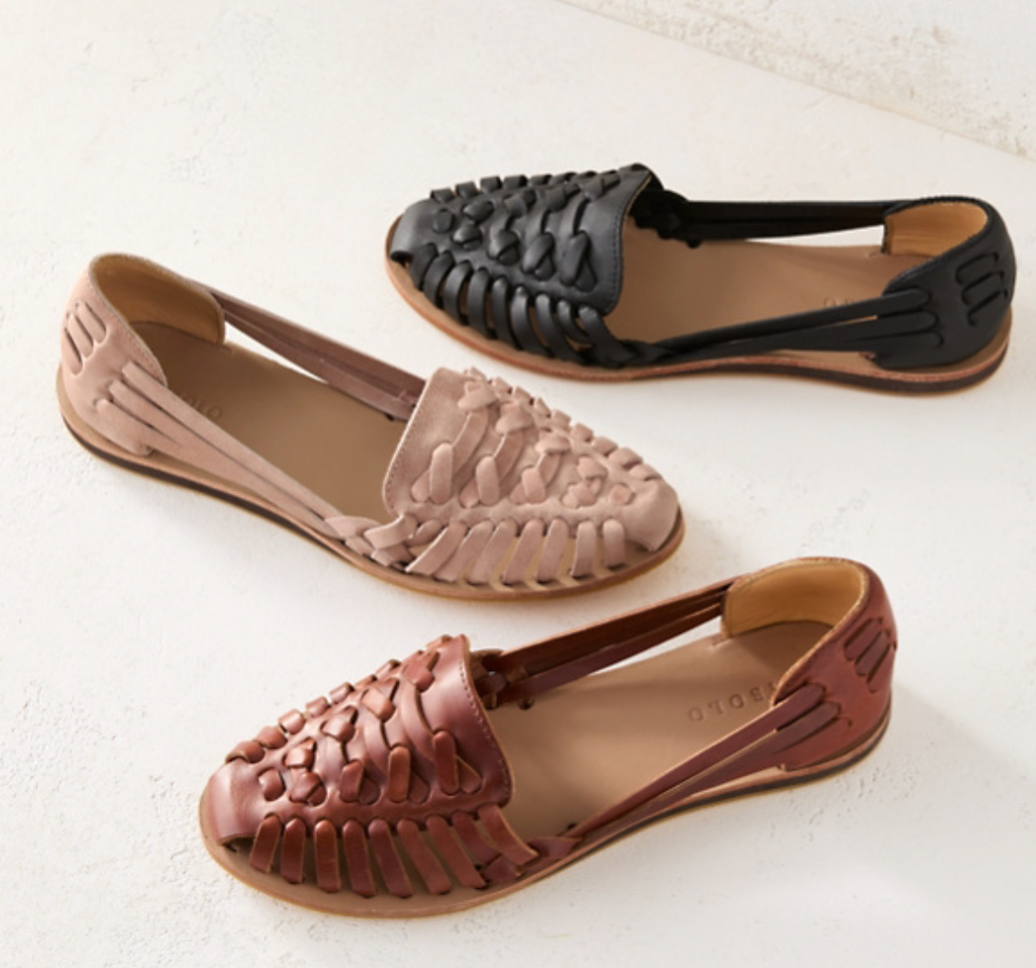 Image of Simone | Dames Geweven Open Teen Platte Sandalen