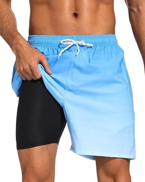 Sneldrogende zwembroek met compressie-binnenbroek voor heren