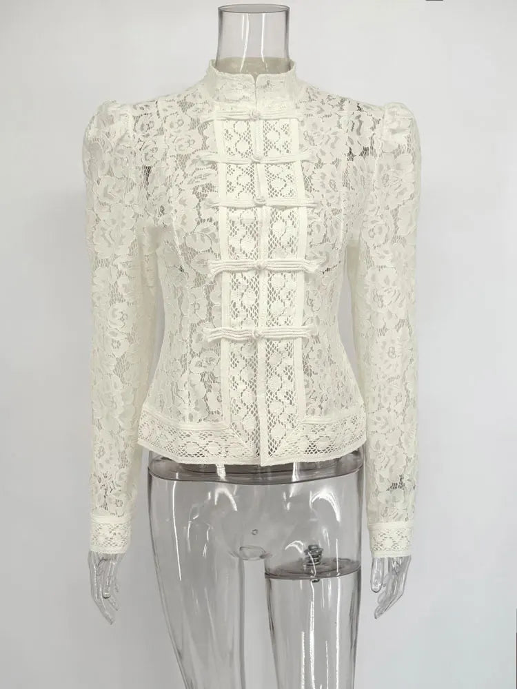 Image of Susan | Dames Lange Mouw Kant Blouse