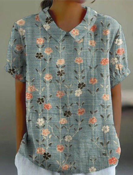 Image of Suus | Dames Bloemen Blouse met Korte Mouwen