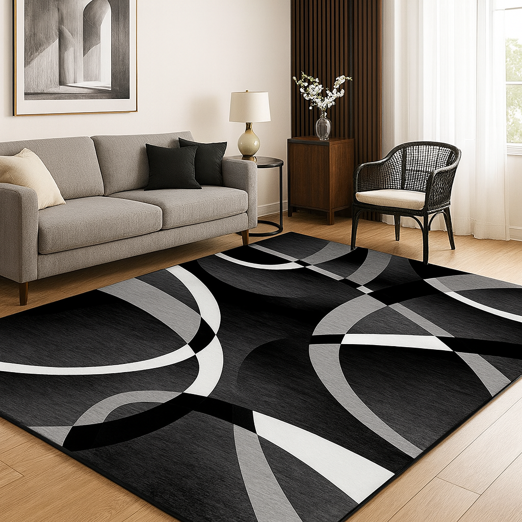 Vloerkleed van polyestervezel met moderne geometrische look