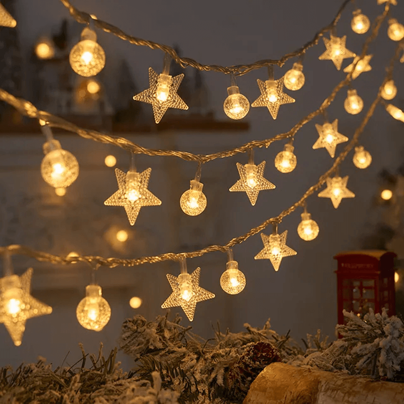 1,5-3 M LED-lichtsnoer met kerstthema - Sneeuwvlokken, Rendieren, Ster, Kerstboom