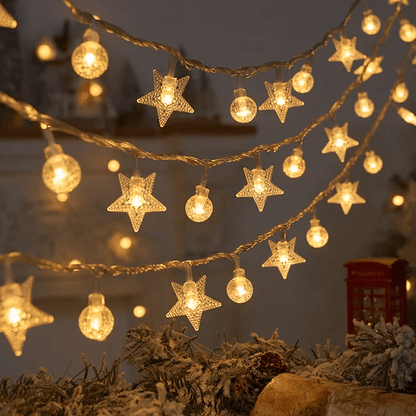1,5-3 M LED-lichtsnoer met kerstthema - Sneeuwvlokken, Rendieren, Ster, Kerstboom