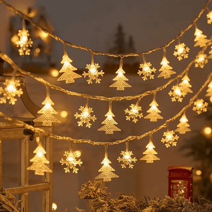 1,5-3 M LED-lichtsnoer met kerstthema - Sneeuwvlokken, Rendieren, Ster, Kerstboom