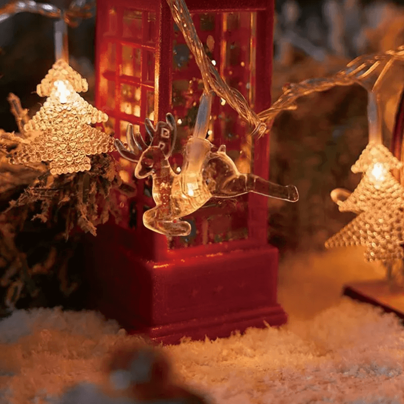 1,5-3 M LED-lichtsnoer met kerstthema - Sneeuwvlokken, Rendieren, Ster, Kerstboom
