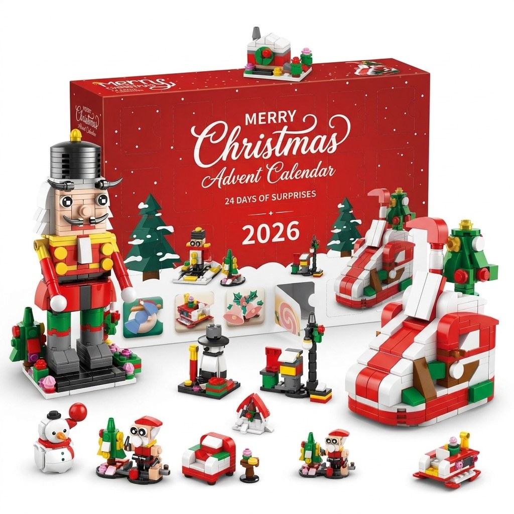 12 Dagen Kerst Adventskalender van Bouwsteentjes, 14 Bouwsels 6-in-1, 8 Stijlen