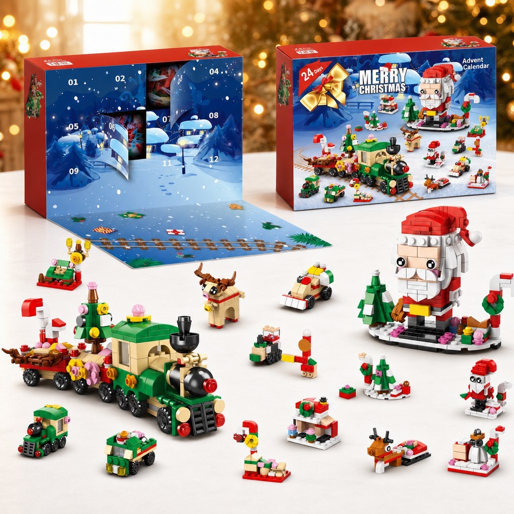 12 Dagen Kerst Adventskalender van Bouwsteentjes, 14 Bouwsels 6-in-1, 8 Stijlen