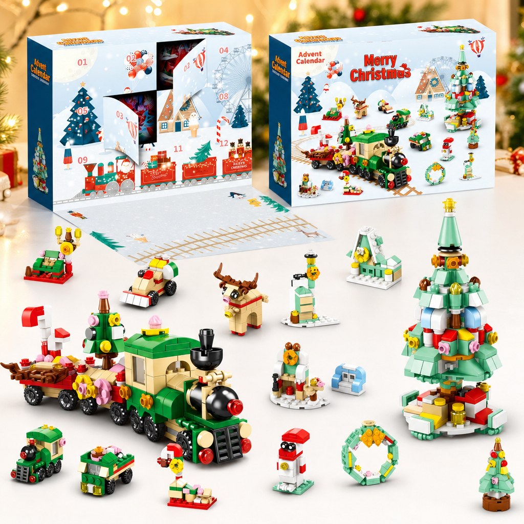 12 Dagen Kerst Adventskalender van Bouwsteentjes, 14 Bouwsels 6-in-1, 8 Stijlen