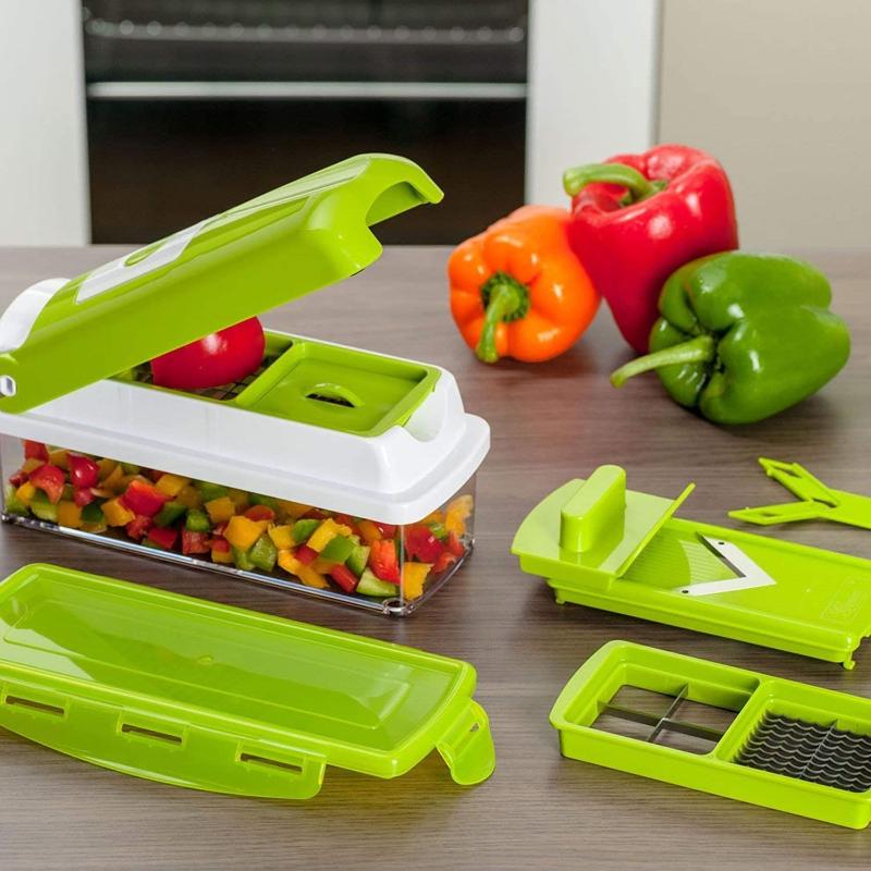 12-in-1 Multifunctionele groentehakker en -snijder – Veilig en tijdbesparend ontwerp