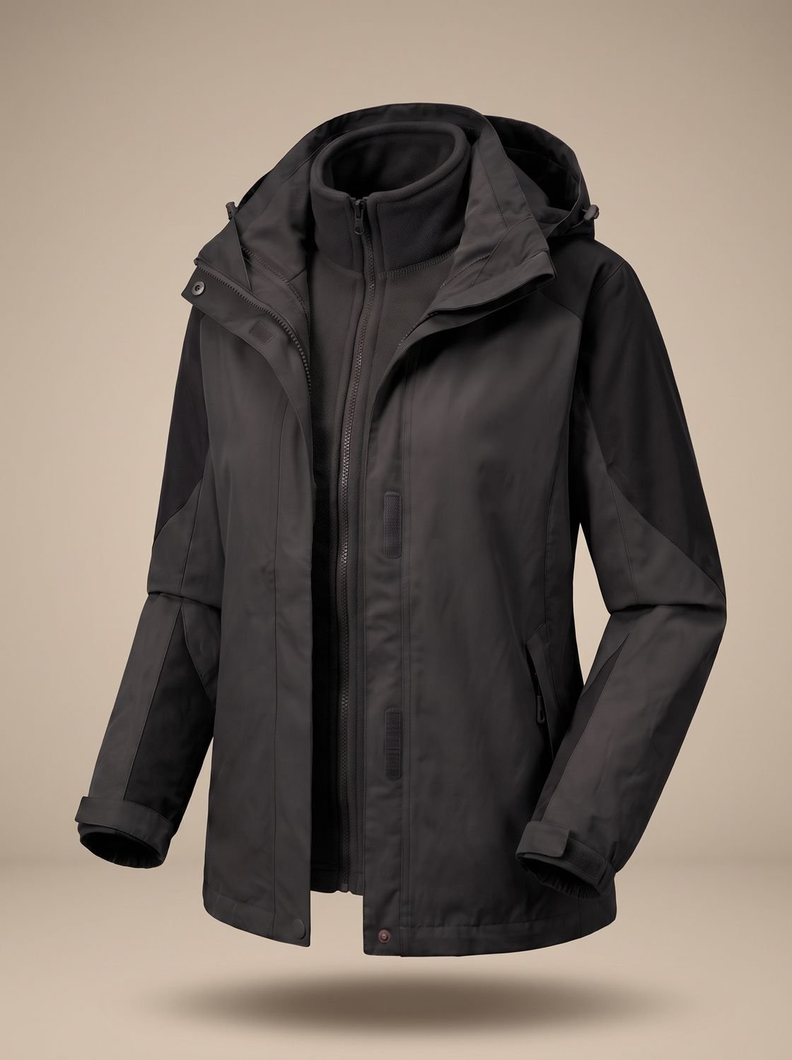2-in-1 Softshell fleece outdoorjas voor dames met capuchon