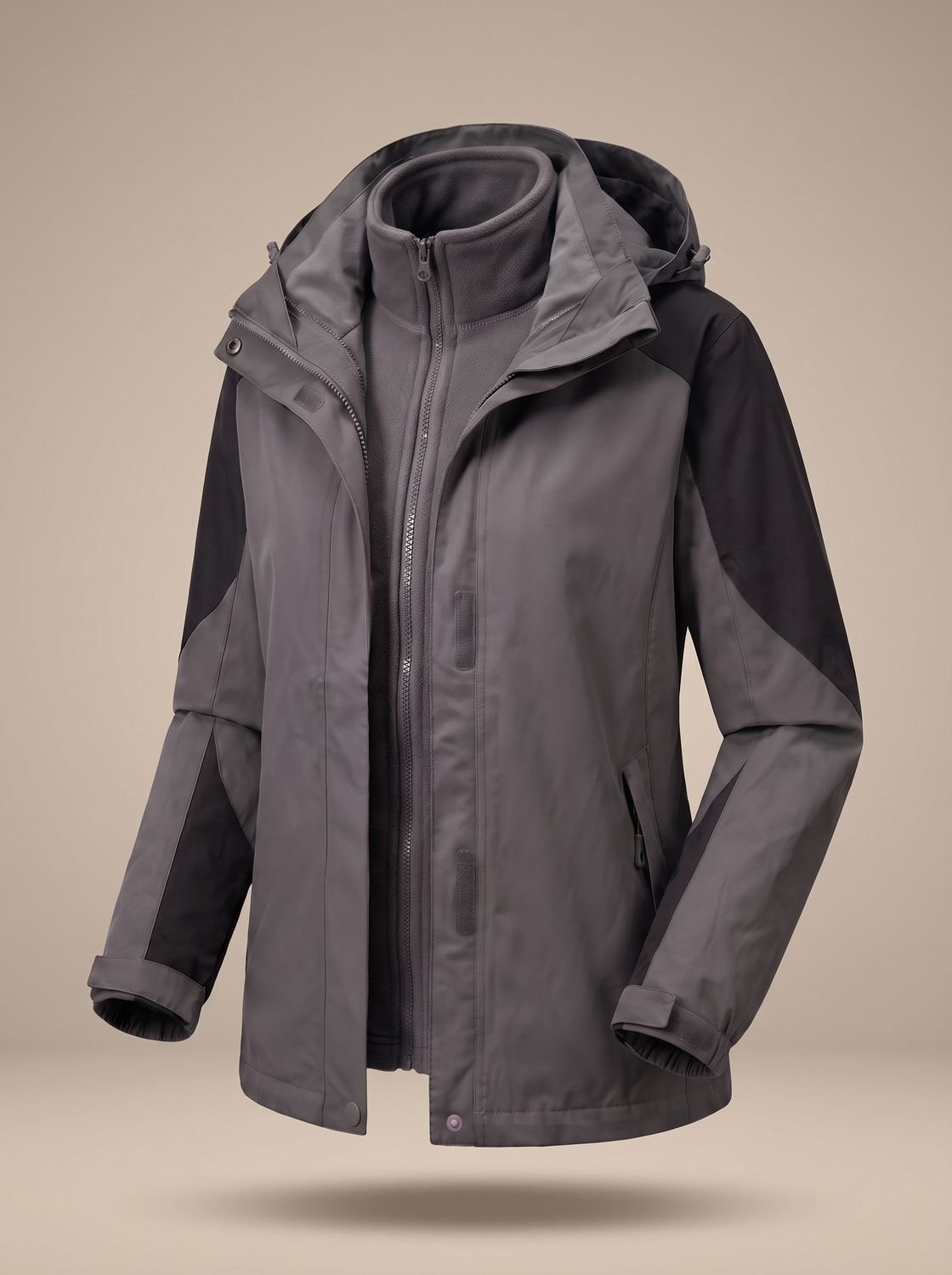 2-in-1 Softshell fleece outdoorjas voor dames met capuchon
