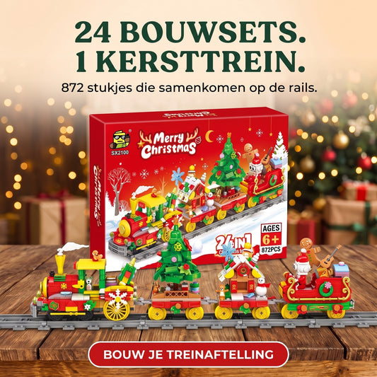 24-in-1 Kersttrein Adventskalender, 872-delige Bouwset