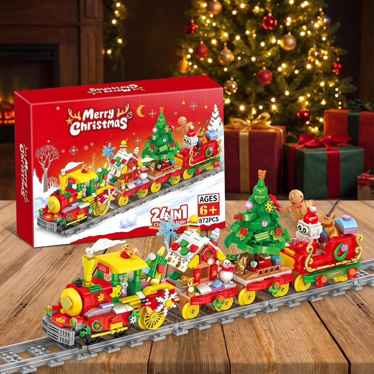 24-in-1 Kersttrein Adventskalender, 872-delige Bouwset