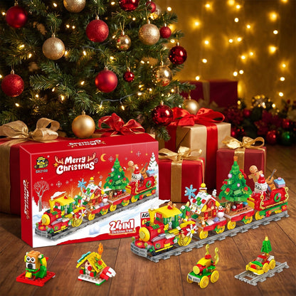 24-in-1 Kersttrein Adventskalender, 872-delige Bouwset