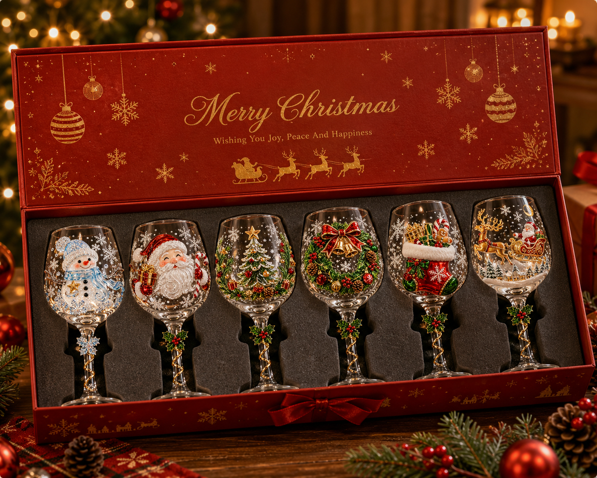 3D Kerstwijnglazen