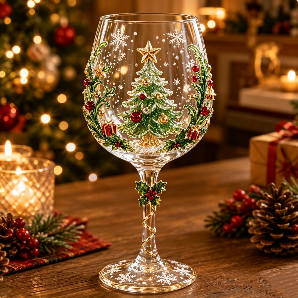 3D Kerstwijnglazen