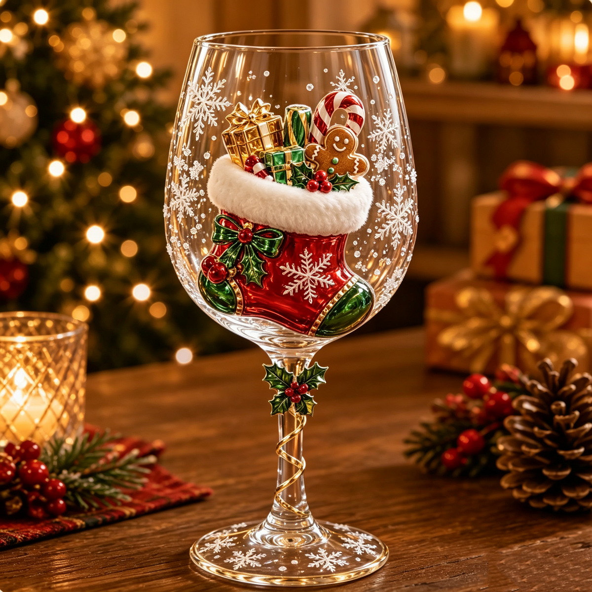 3D Kerstwijnglazen