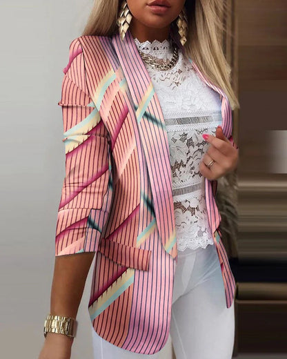 Image of Femke | Dames 3/4 Mouw Blazer met Print