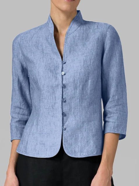 Image of Andrea | Dames Blouse met Knoopsluiting en 3/4 Mouwen