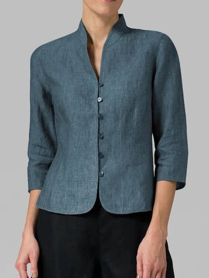Image of Andrea | Dames Blouse met Knoopsluiting en 3/4 Mouwen