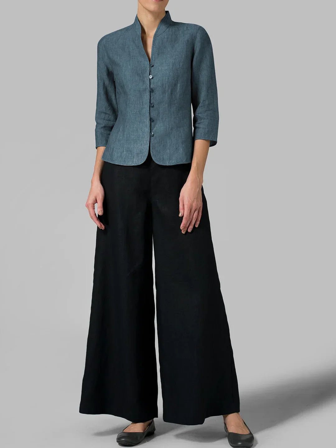 Image of Andrea | Dames Blouse met Knoopsluiting en 3/4 Mouwen