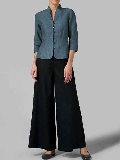 Image of Andrea | Dames Blouse met Knoopsluiting en 3/4 Mouwen