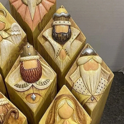 9-delige set hemelse kerststal-zuilbeelden