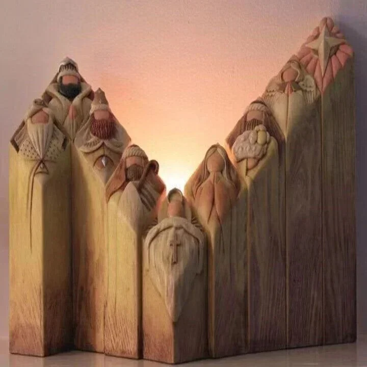 9-delige set hemelse kerststal-zuilbeelden