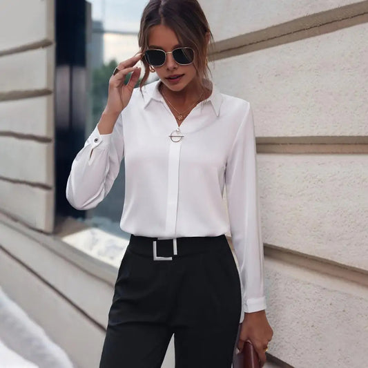 Image of Abigail | Dames Lange Mouw Blouse met Kraag