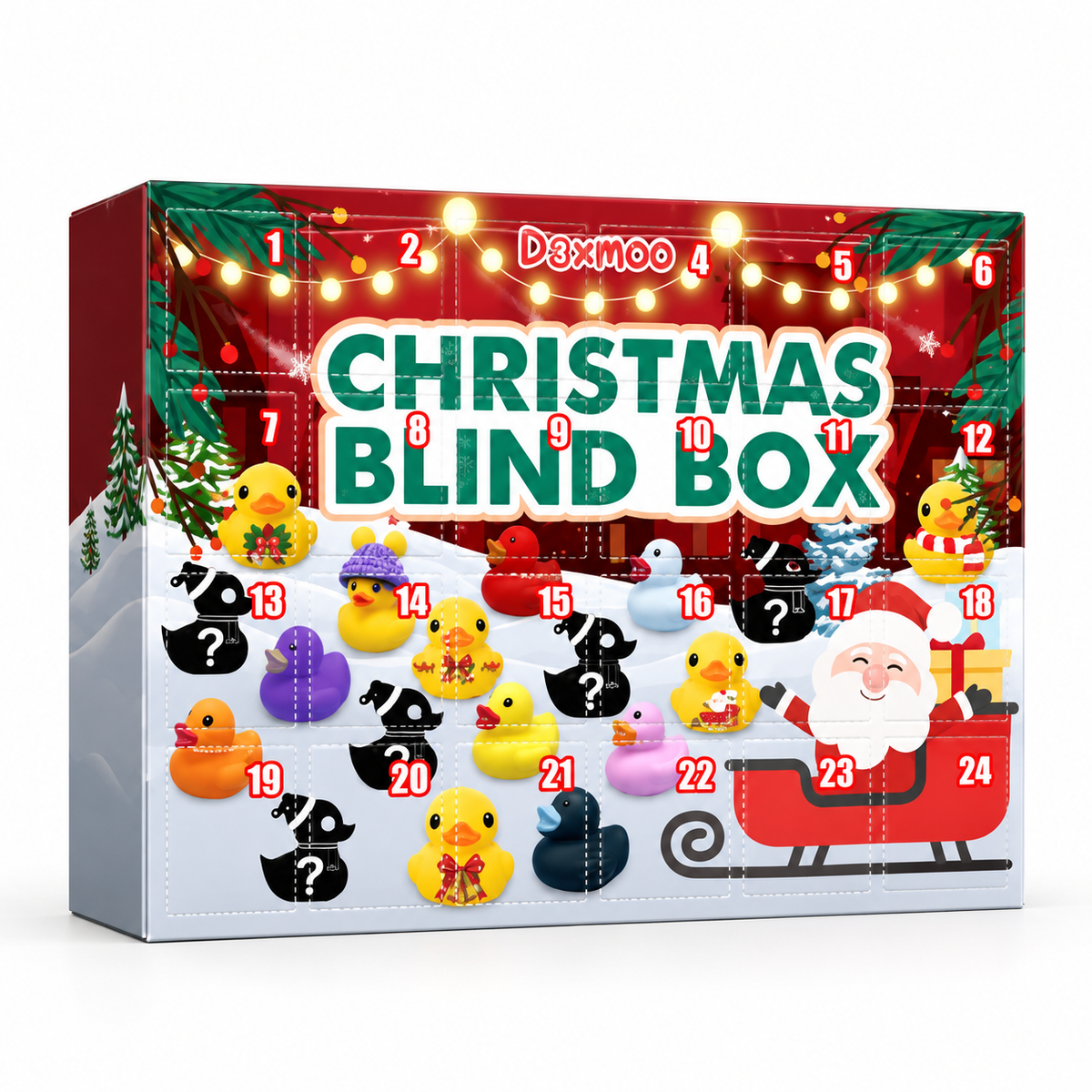 Adventskalender met 24 rubberen diertjes - Kerst-aftelkalender voor kinderen